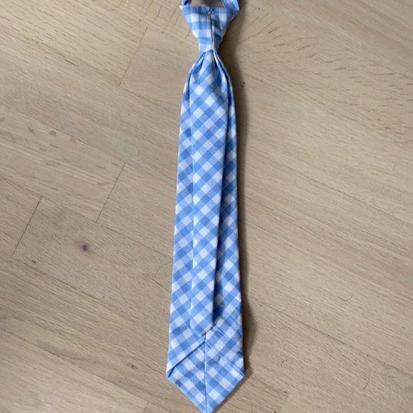 Gingham Soft Blue kids tie from Urban Sunday - Picture 4 of 7